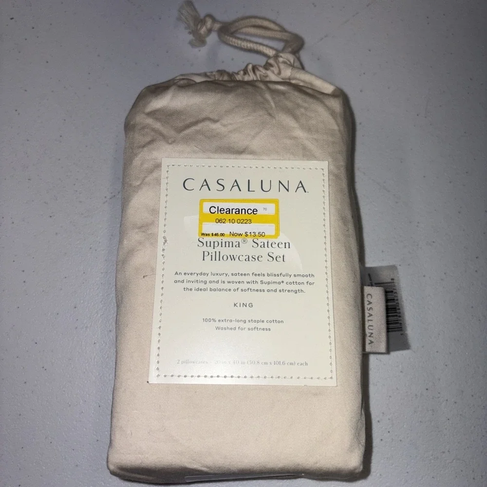 Casaluna Supima Sateen Pillowcase Set King Natural